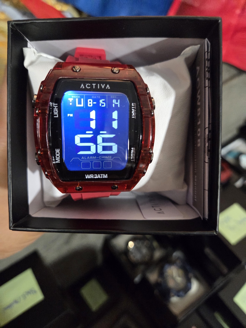 Ativa X Invicta Red Digital Watch with Blue Backlit Display